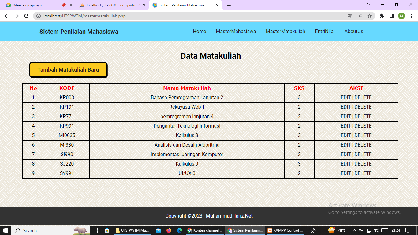 Pengembangan Sistem Penilaian Mahasiswa Berbasis Web (Projek Pemrograman Web Tingkat Mahir)